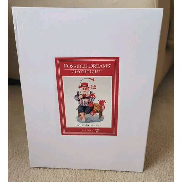 NIB Dept 56 REEL NICE Santa FISHING with dog Possible Dreams  #6012223D RETIRED - Picture 2 of 4